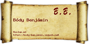 Bódy Benjámin névjegykártya