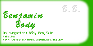 benjamin body business card
