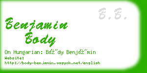 benjamin body business card
